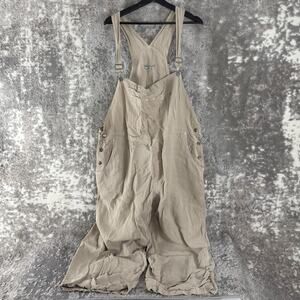 Natural Origins Plus Size 1X Overalls Button Pocket Beige Tan Casual